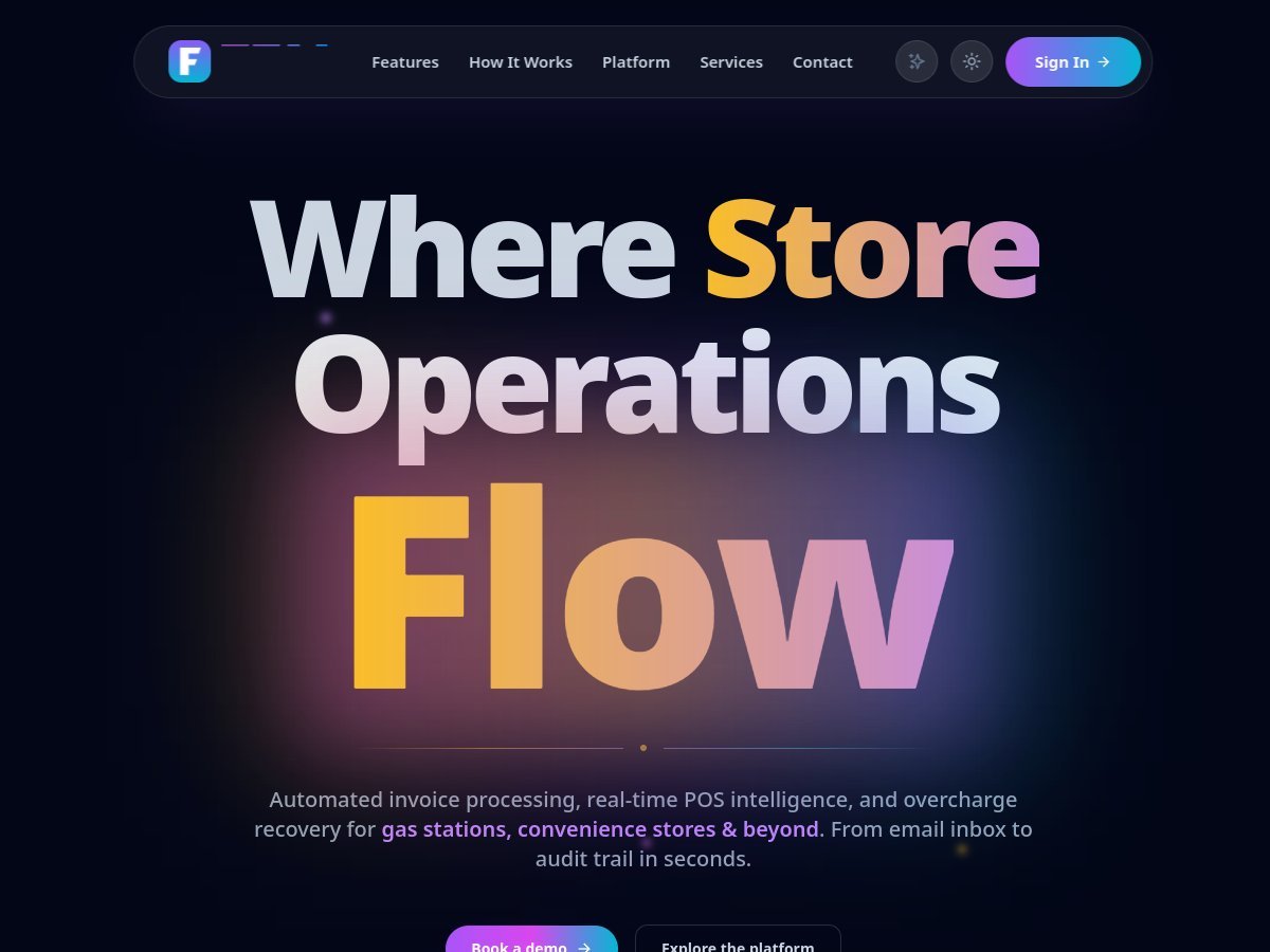 FuelFlow AI landing page — Where Store Operations Flow